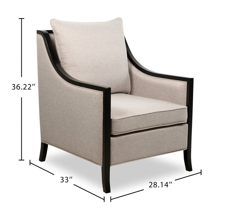 Fauteuil d’appoint Posh de 28,14 po en tissu avec coussins de dossier et de siège amovibles et pattes en bois - beige