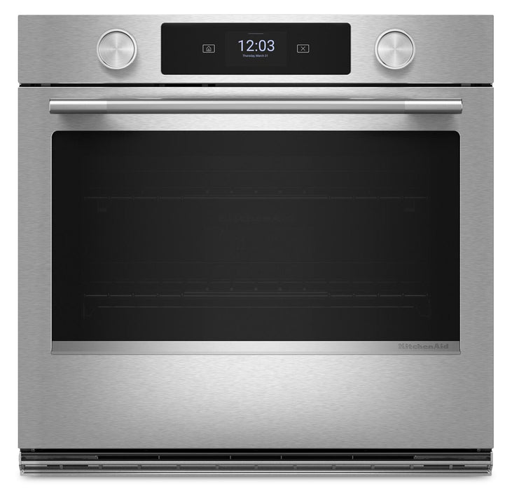 Four mural simple intelligent électrique KitchenAid de 27 po avec modes de cuisson assistée - fini PrintShieldMC - KOES727SPS