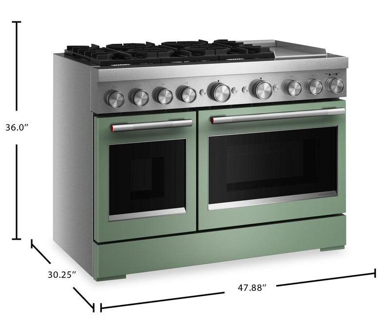 Cuisinière hybride KitchenAid de 6,3 pi³ à 6 brûleurs avec plaque chauffante - cardamome - KFDD948SDC