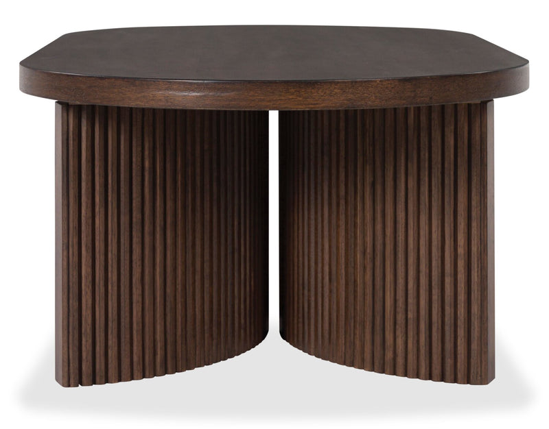 Table à café Barlow de 52 po de style moderne du milieu du 20e siècle en bois massif - brune