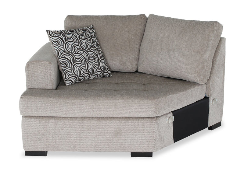 Sofa-lit sectionnel enveloppant de gauche Legend 2 pièces fabriqué au Canada en tissu de chenille - beige platine