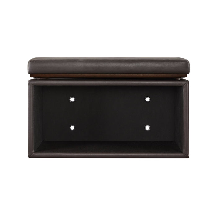 Pouf de rangement Edmonton de 32 po en similicuir - espresso