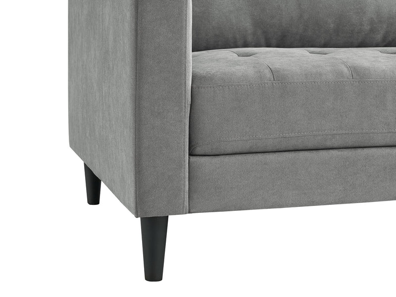 Sofa sectionnel de droite Metro 2 pièces en tissu avec fauteuil long et coussins de siège capitonnés - gris