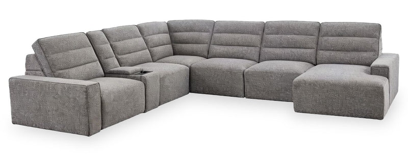 Sofa sectionnel de droite Prestige de Shaquille O’Neal Home 7 pièces avec inclinaison et coulissement électrique - gris