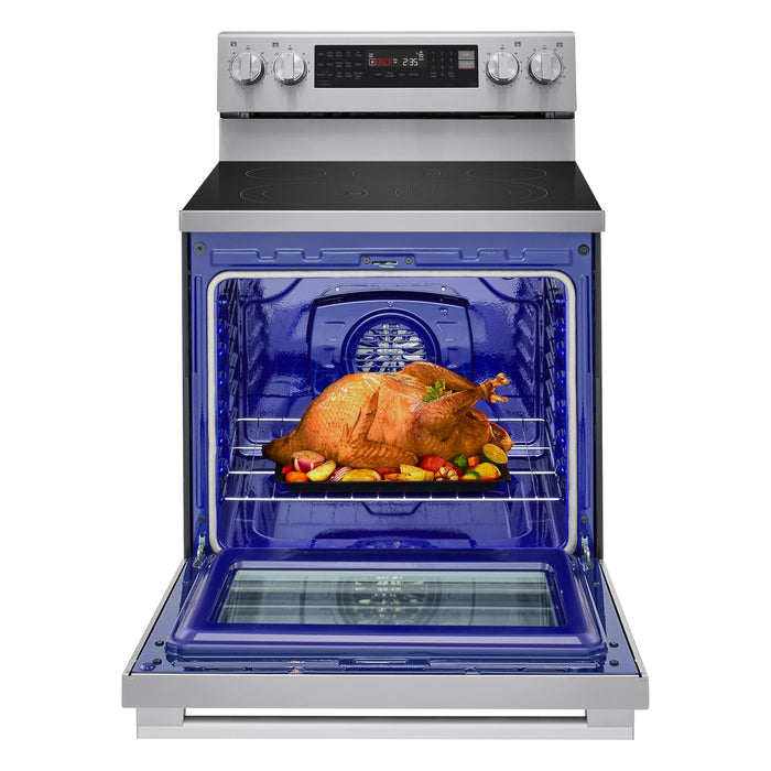 Cuisinière intelligente électrique LG de 6,3 pi³ avec friture à air - acier inoxydable résistant aux traces de doigts - LREN6325XE