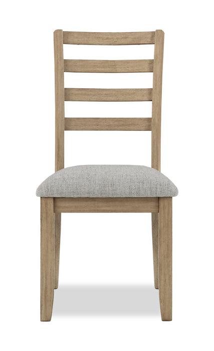 Chaise de salle à manger Cove avec siège rembourré en tissu et dossier en échelle - naturelle et grise