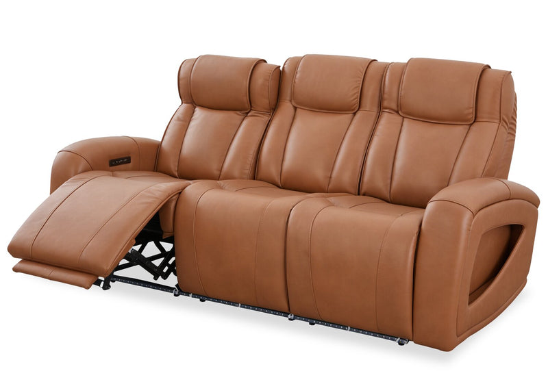 Sofa à inclinaison électrique Titan de Shaquille O’Neal Home de 92 po en cuir véritable avec confort Shaq-o-pedic -  terre