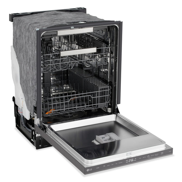  Lave-vaisselle encastré LG à 46 dBA de 24 po avec commandes sur le dessus et QuadWashMC - acier inoxydable noir - LDNPQ555D