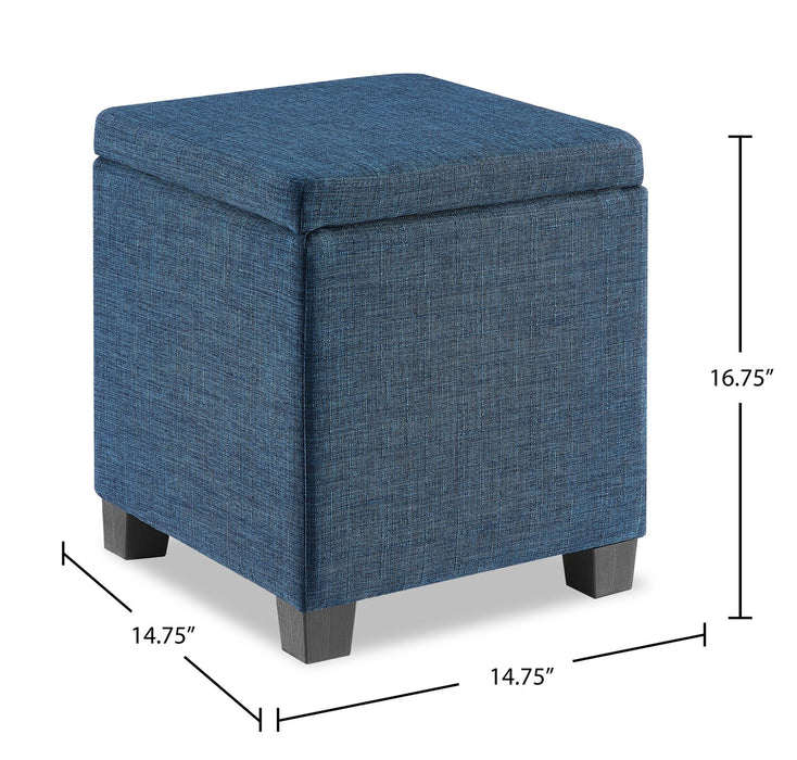 Pouf de rangement carré Ottawa de 14,75 po en tissu - bleu marine