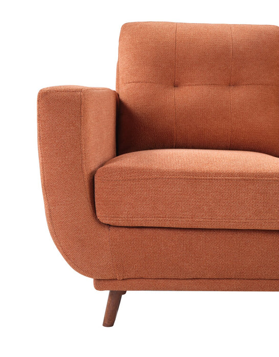 Causeuse Cosmo de 57 po en tissu avec coussins de dossier capitonnés - orangée