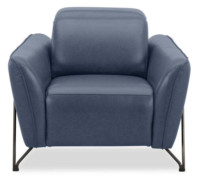 Fauteuil à inclinaison électrique Riviera en cuir véritable de qualité supérieure - bleu