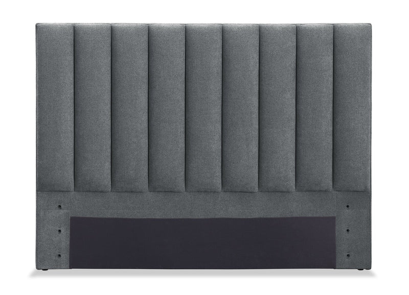 Tête de lit rembourrée Amos en tissu anthracite en canaux - format lit double