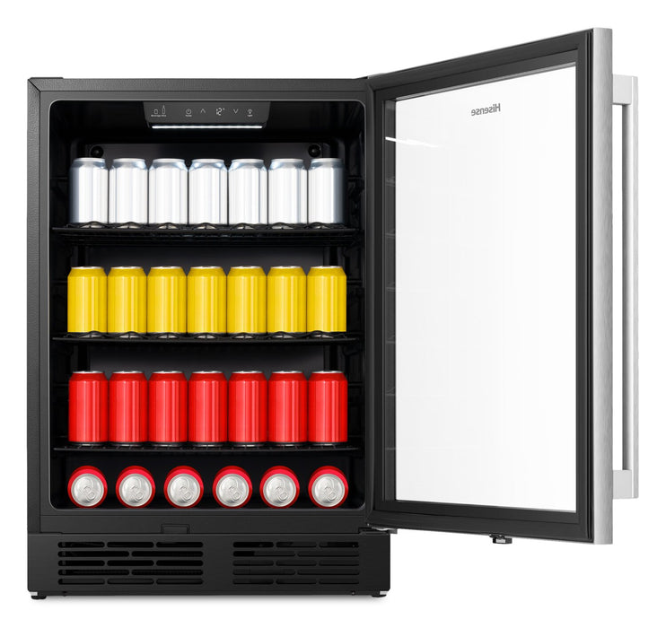 Refroidisseur hybride à boissons et à vin Hisense de 5,4 pi3 pour 54 bouteilles avec porte réversible - noir - HWS054B1ASD