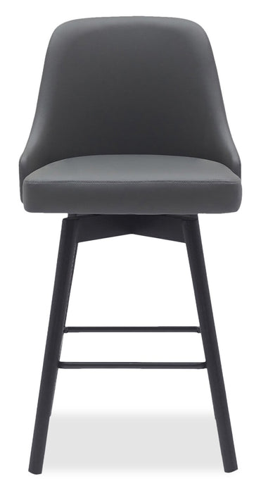 Tabouret Nash de hauteur comptoir en tissu de cuir végétalien et en métal avec siège pivotant - anthracite