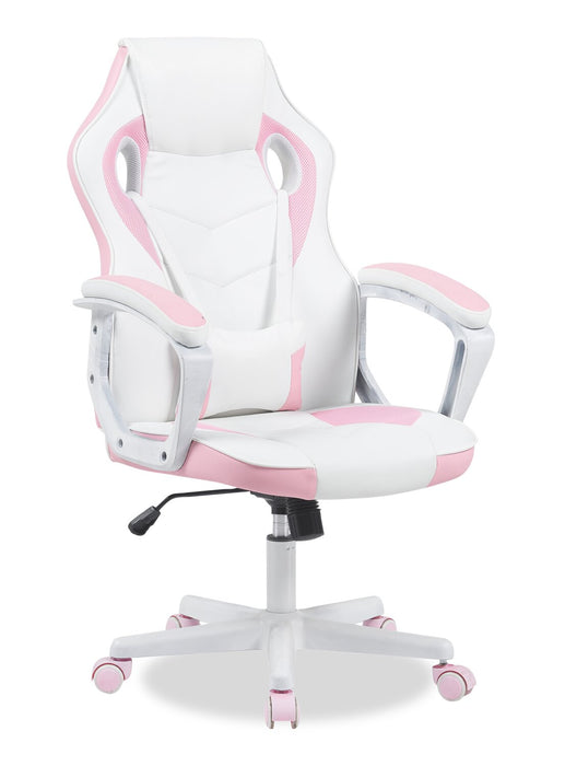 Fauteuil de jeu ergonomique Velocity de 24 po - blanc et rose