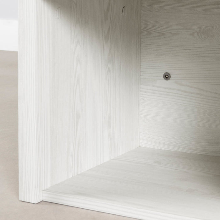 Ensemble lit plateforme et tête de lit à panneau Everley avec rangement et paniers intégrés, blanc - format lit simple