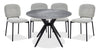 Ensemble de salle à manger Luka 5 pièces en métal avec table ronde de 43,5 po (L), dessus en pierre frittée et 4 chaises - gris et taupe