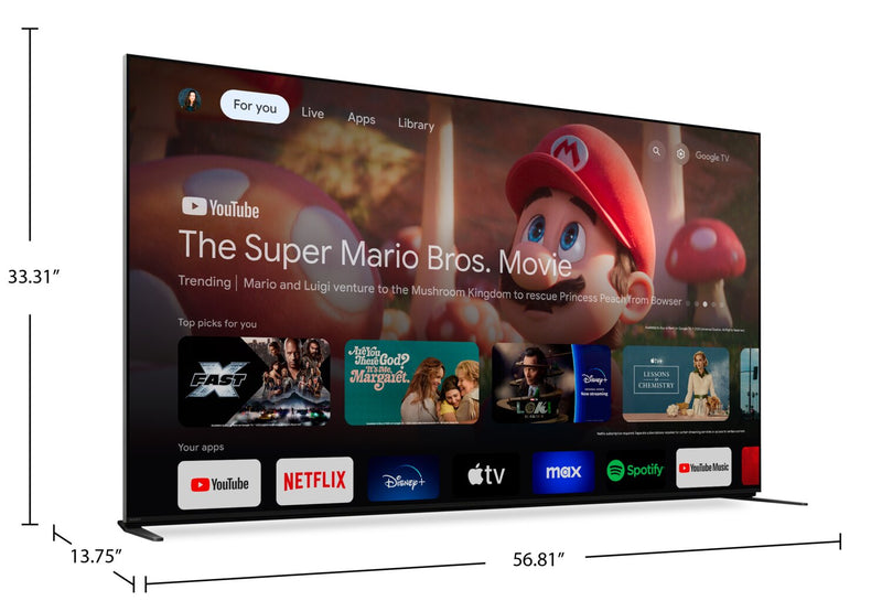  Téléviseur intelligent QLED Mini DEL SONY Bravia 9 UHD 4K de 65 po avec Google TVMC (K65XR90) - modèle 2024