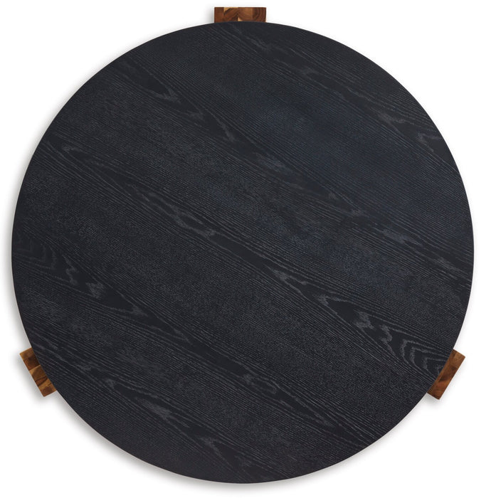 Ensemble de 2 tables rondes modernes Sutton de 42 po en bois massif, table à café et table de bout - noir