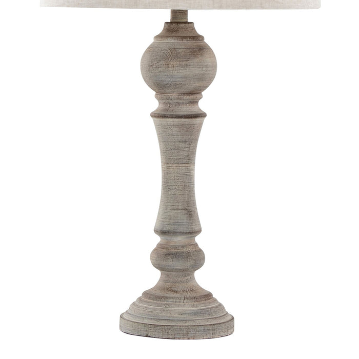 Lampe de table champêtre Orson de 32 po avec abat-jour en lin de couleur avoine - grise
