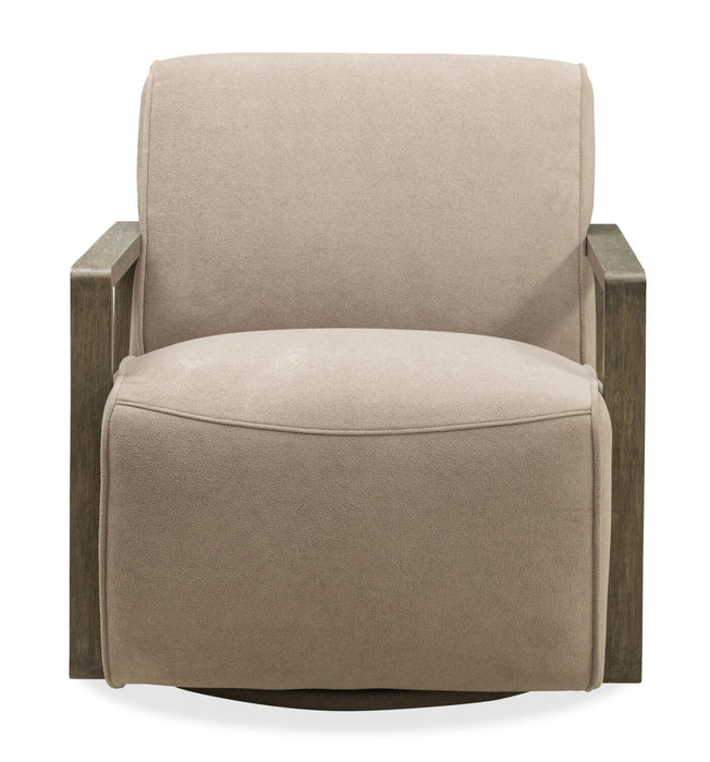 Fauteuil d’appoint pivotant Modell de 29,5 po en velours avec accoudoirs en bois - beige