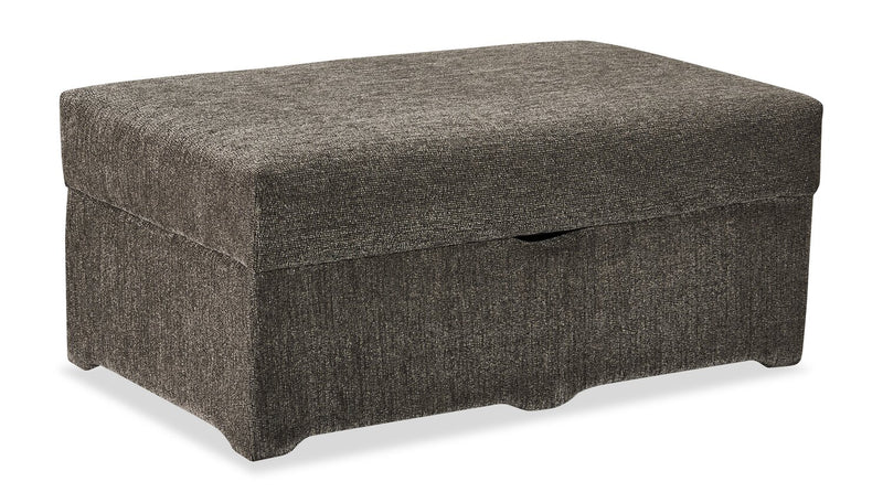 Pouf de rangement Lennox de 40 po fabriqué au Canada en tissu de chenille - gris
