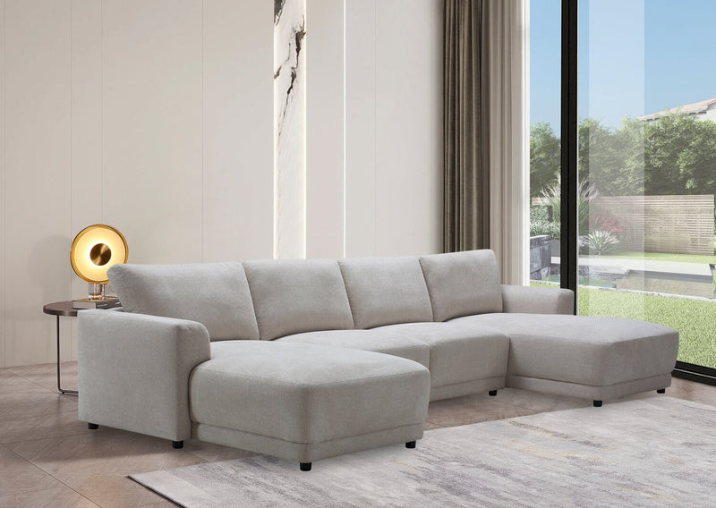 Sofa sectionnel modulaire en forme de U Voyage 4 pièces en tissu avec coussins de dossier amovibles - taupe