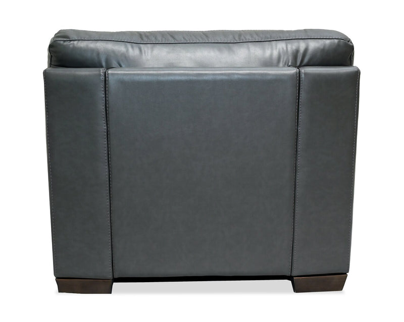 Fauteuil Classico de 47 po en cuir véritable avec pattes en bois - gris carbone