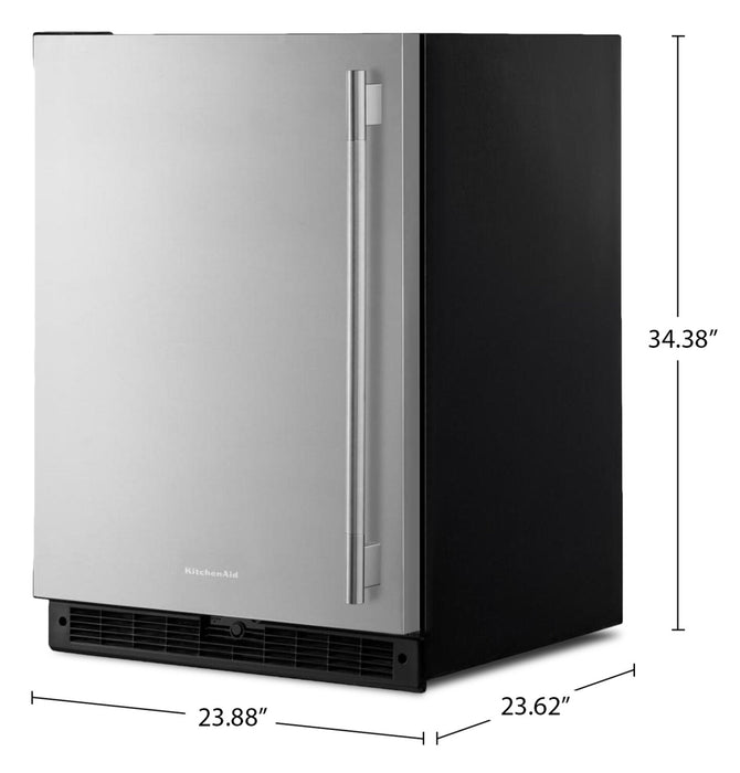 Réfrigérateur KitchenAid de 24 po sous le comptoir à panneau personnalisable - noir et acier inoxydable - KURL124SSB