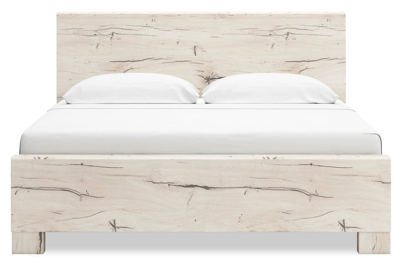 Ensemble de chambre à coucher Derekson 5 pièces blanc rustique avec lit de rangement latéral, commode et miroir - format très grand lit