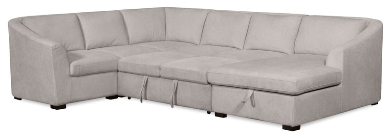  Sofa-lit sectionnel de droite Envy 5 pièces en tissu de chenille avec fauteuil long de rangement - gris brouillard