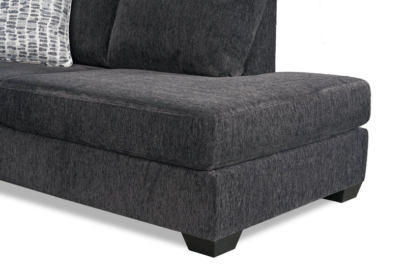 Sofa sectionnel de droite Morgan 3 pièces fabriqué au Canada en tissu de chenille avec sofa et coussins décoratifs - gris