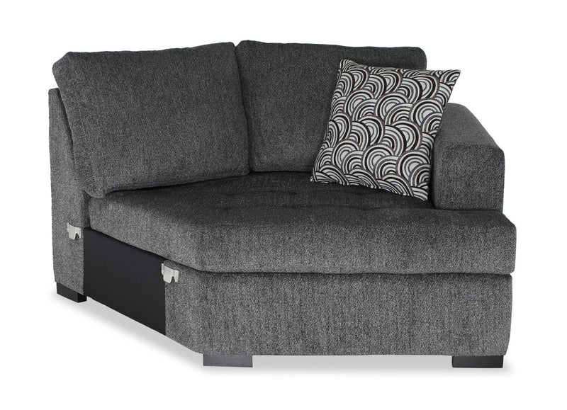 Sofa-lit sectionnel enveloppant de droite Legend 2 pièces fabriqué au Canada en tissu de chenille - gris poivre