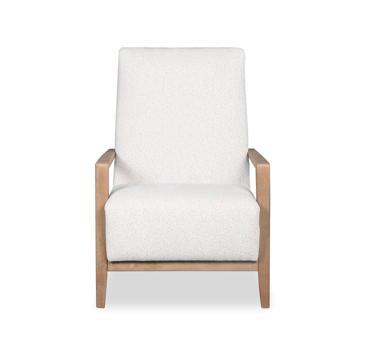 Fauteuil d’appoint Adley 28 po en tissu de chenille avec accoudoirs et pattes en bois - blanc albâtre