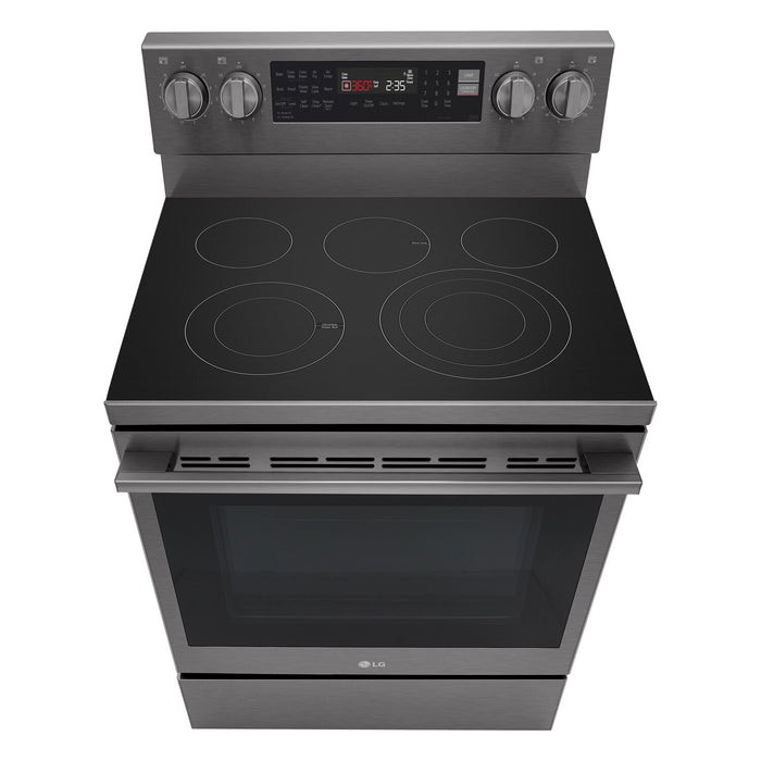 Cuisinière intelligente électrique LG de 6,3 pi³ avec friture à air - acier inoxydable noir - LREN6325ZE