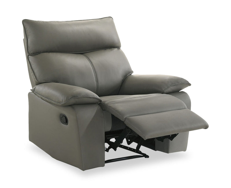 Fauteuil inclinable Matteo de 42 po en cuir véritable - gris Aviarah