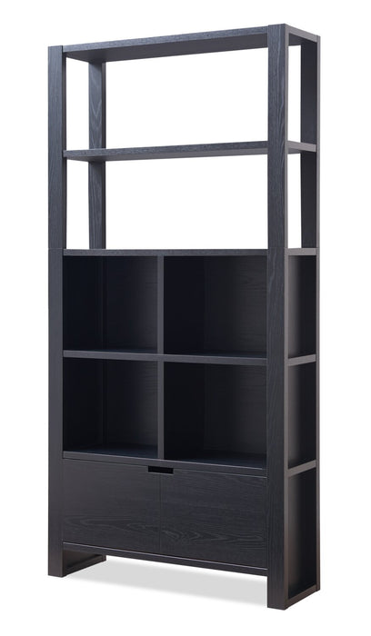 Bibliothèque contemporaine Oscar de 36 po avec tiroir classeur - noir mat 