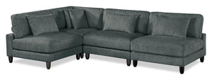 Sofa sectionnel modulaire sans accoudoirs Lounge 4 pièces en chenille - gris