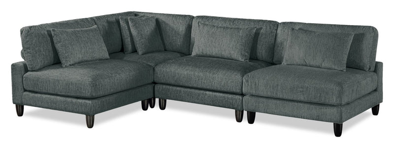 Sofa sectionnel modulaire sans accoudoirs Lounge 4 pièces en chenille - gris