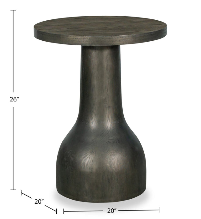 Table de bout moderne ronde Eldon de 20 po en bois massif - grain de café