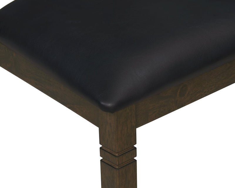 Chaise de salle à manger Devon en tissu de cuir végétalien et en bois - brun foncé