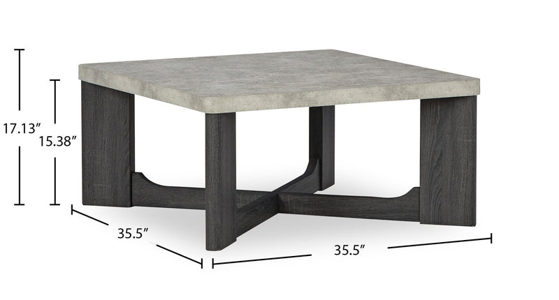 Ensemble de 3 tables modernes Sherman de 35,5 po, table à café et 2 tables de bout - gris