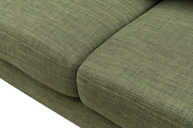 Sofa Freeman Kort & Co. de 88 po en tissu d’apparence lin avec pattes en bois et coussins de dossier capitonnés - vert avocat