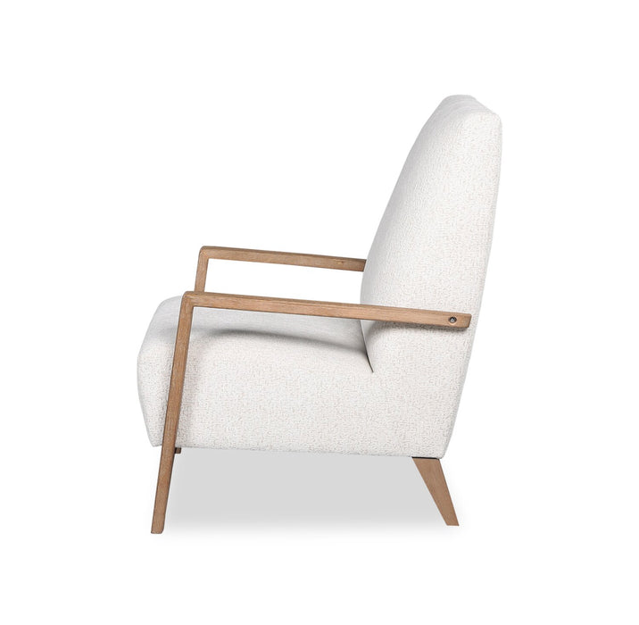 Fauteuil d’appoint Adley 28 po en tissu de chenille avec accoudoirs et pattes en bois - blanc albâtre