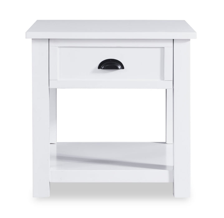 Table de bout moderne Centennial de 24 po avec rangement et tablette - blanche