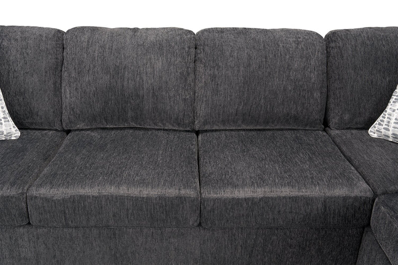 Sofa sectionnel de droite Morgan 2 pièces fabriqué au Canada en tissu de chenille avec sofa et coussins décoratifs - gris