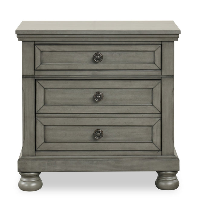 Ensemble de chambre à coucher Chelsea 6 pièces gris avec lit de rangement, commode et miroir - format très grand lit