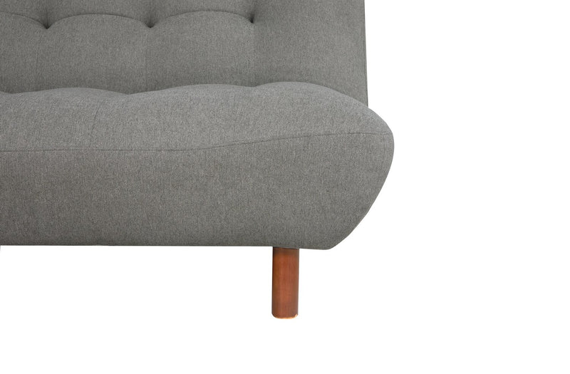Futon Campus de 76 po en tissu avec mécanisme Klik Klak, capitonnage et pattes en bois - gris
