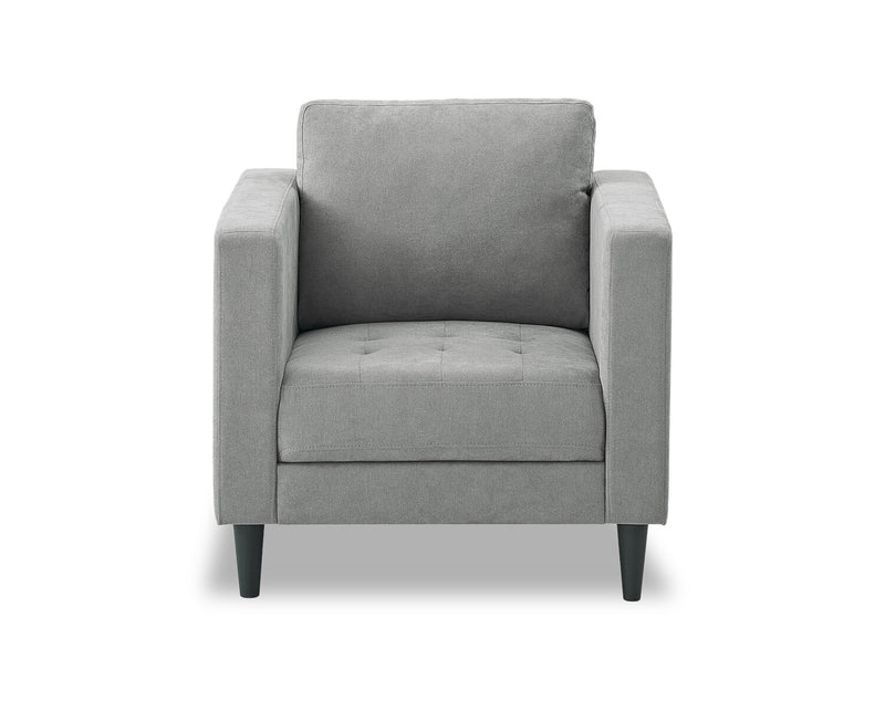 Fauteuil Metro de 32 po en tissu avec coussin de siège capitonné et coussin de dossier réversible - gris