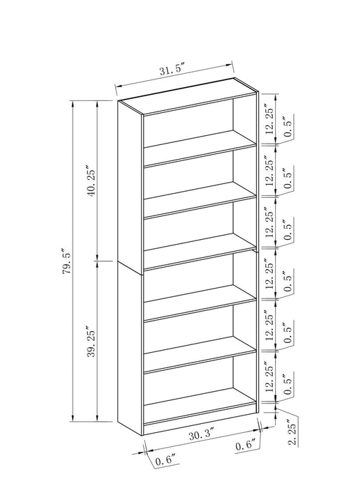 Bibliothèque William de 31,5 po à 6 tablettes - noire